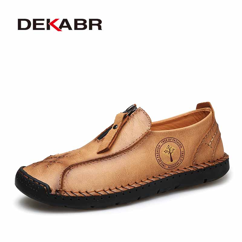 Sewing Front Zipper - DEKABR Autumn Spring Men Genuine Leather