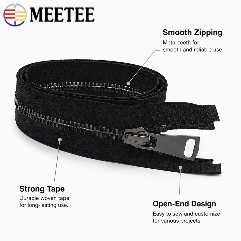 1/5Pcs 5# 50-150cm Metal Auto- - Sewing Front Zipper ulasan dan harga