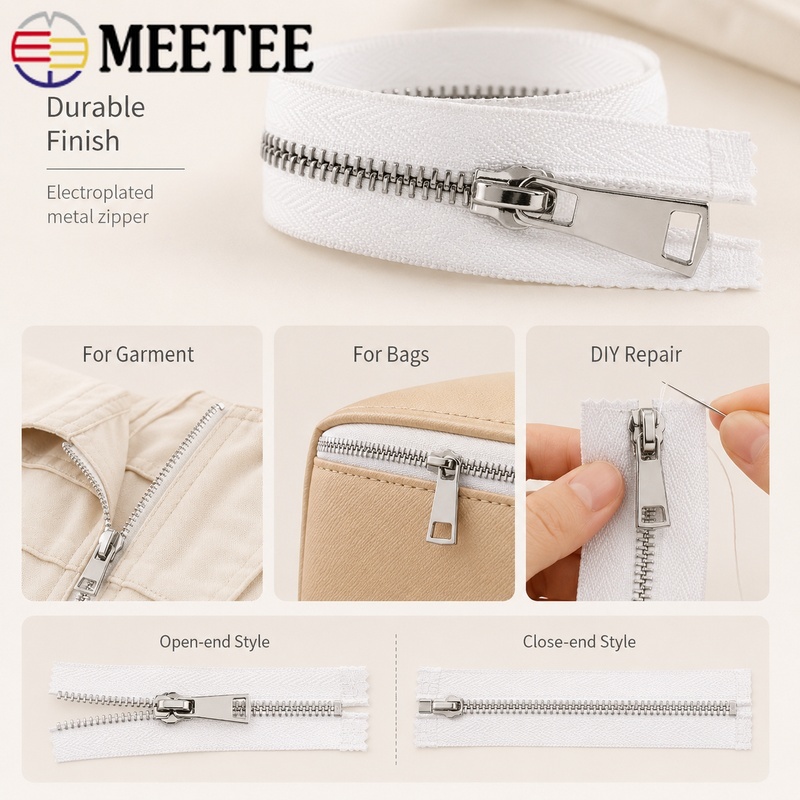 5Pcs 5# 15-80cm Metal Zippers  - Sewing Front Zipper ulasan dan harga