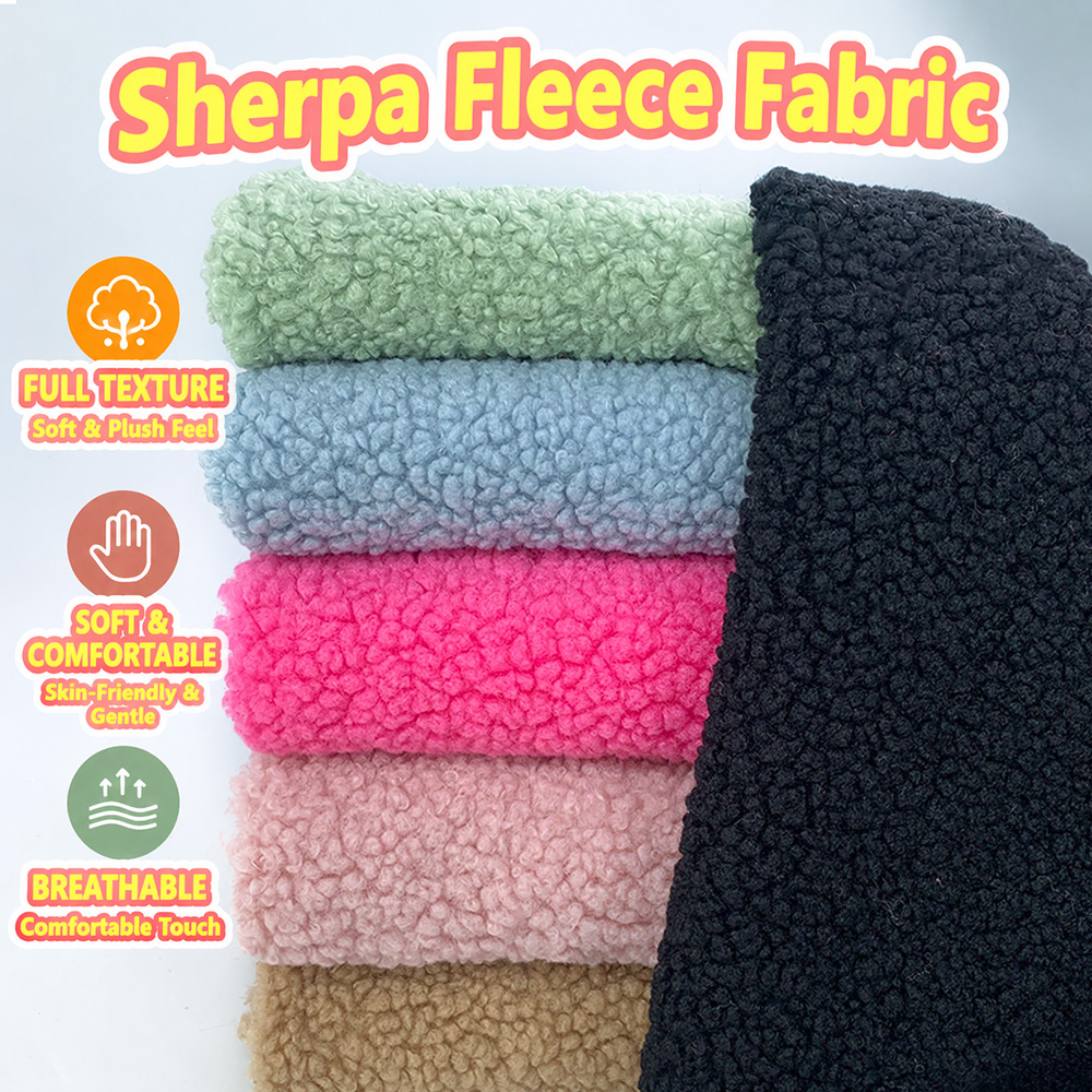 Teddy Sherpa Fleece Fabric Pie - Sewing Garment ulasan dan harga