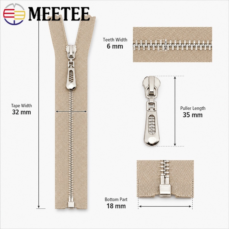 5Pcs 3# 40-70cm Metal Open-End - Sewing Front Zipper ulasan dan harga