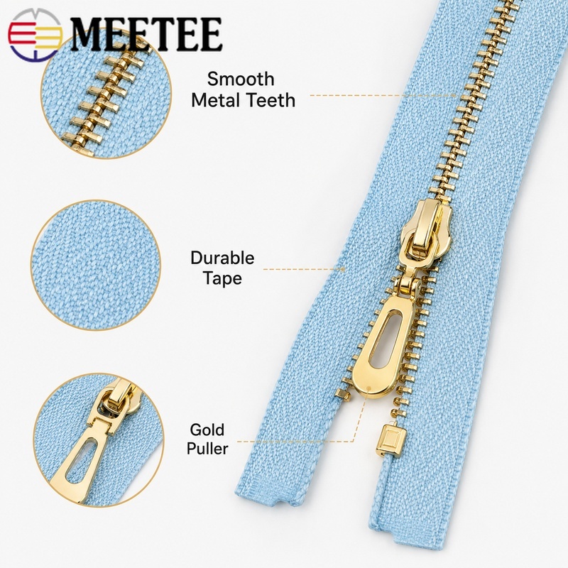 5Pcs 3# 40/60/70cm Metal Open- - Sewing Front Zipper ulasan dan harga